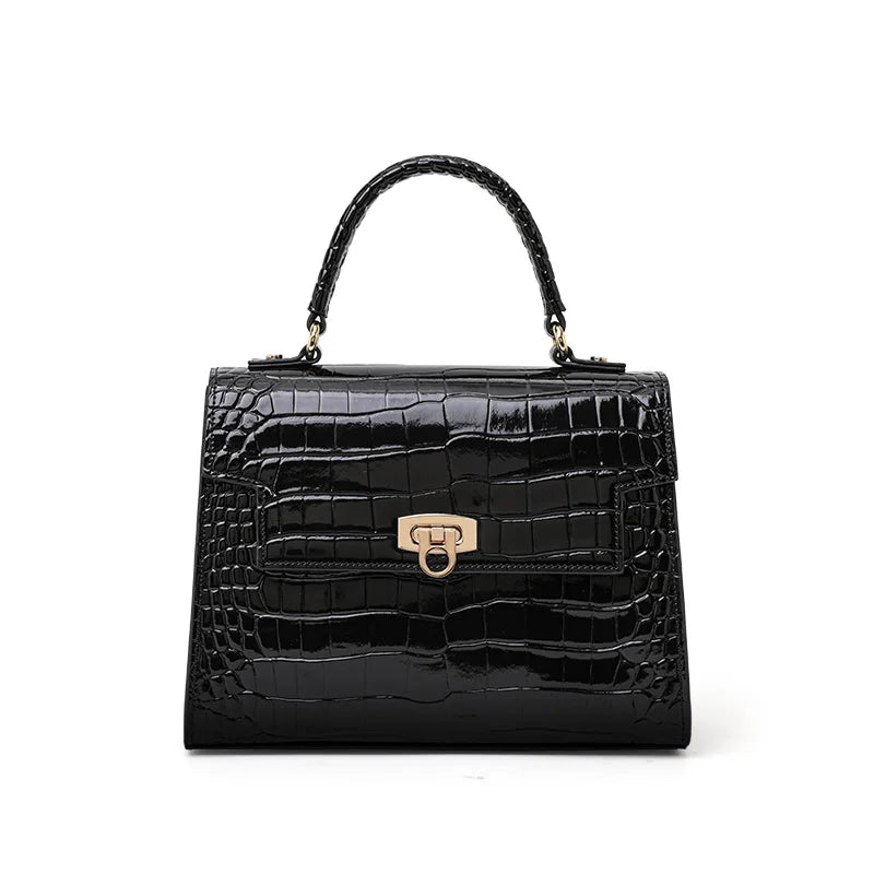 Bolso Celeste con Piel Genuina y Efecto Brillante de Lujo