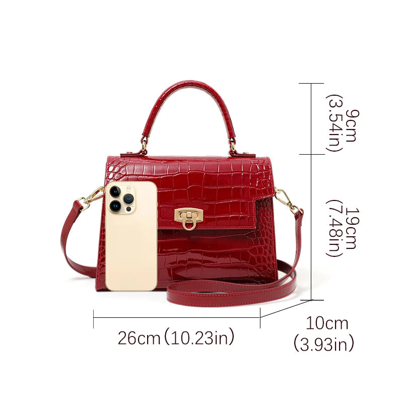 Bolso Celeste con Piel Genuina y Efecto Brillante de Lujo
